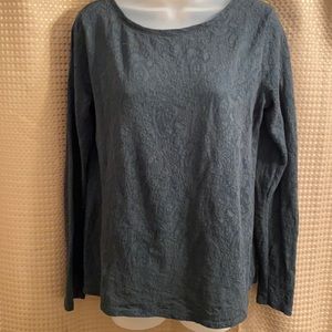 LOFT Dark Green Lace Top Size M